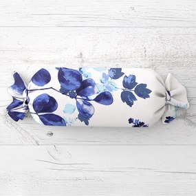 Biante Vankúš valec bonbon Sandra SA-605 Modrý eukalyptus na bielom 15x80 cm