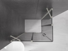 Mexen Velar Duo, sprchový kút s posuvnými dverami 100 x 90 cm, 8mm šedé sklo, brúsená oceľ, 871-100-090-42-97