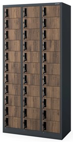 Skrinka na úschovu s 33 priehradkami, antracitová/orechová, 900x1850x450 mm: OLIVER Eco Design