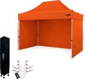 BRIMO Skladací Nožnicový stan 2 x 3 m SUPER Oceľ | Montáž za 2 min - s 3 stenami - Oranžová 8