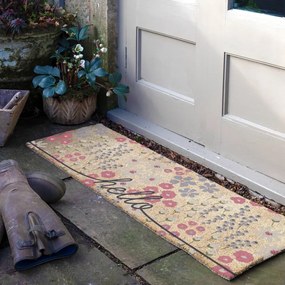 Rohožka z kokosového vlákna 40x120 cm Hello Scribbly Floral – Artsy Doormats