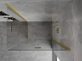 Mexen Mist-F Duo, skladací sprchový kút 90 x 120 cm, číre sklo, zlatý matný profil, 8A6-090L-120P-55-00