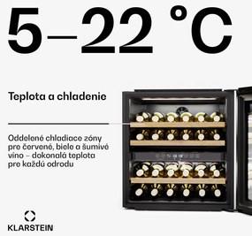 Klarstein Rhone 36 Duo chladnička na víno, 36 fliaš, LED ovládanie, push-to-open, tichá
