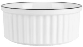 Biela keramická miska s vrúbkami a čiernym okrajom - Ø 16*7 cm / 650 ml