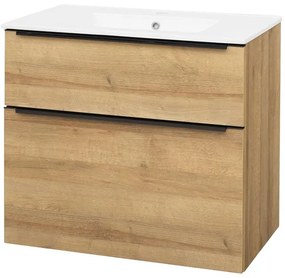 Mereo Mereo, Mailo, kúpeľňová skrinka s keramickým umývadlom 81 cm, čierne madlo, MER-CN521B