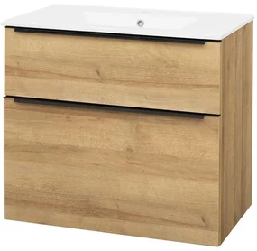 Mereo Mereo, Mailo, kúpeľňová skrinka s keramickým umývadlom 81 cm, čierne madlo, MER-CN521B