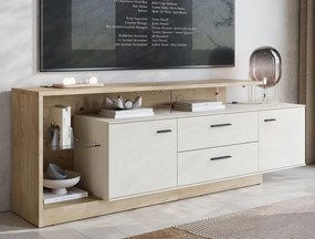 TV stolík Meolo, 191,5 cm, dub cremona/béžový kašmír