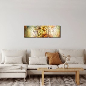 Abstraktný obraz stromu (s hodinami) (90x30 cm)