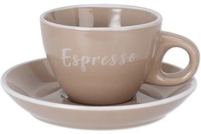 Kameninová šálka s podšálkou Espresso, 100 ml, mocha