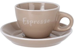 Kameninová šálka s podšálkou Espresso, 100 ml, mocha