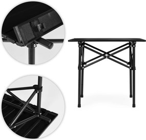 MultiGarden Turistický skladací stôl 53x55 cm s taškou - čierny MultiGarden