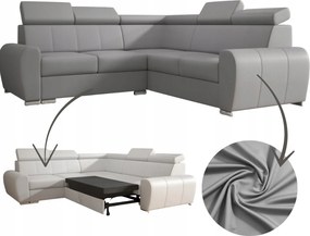 Rozkladací Rohový Gauč Šedý 255 Opierky Hlavy, Funkcia Spania, Skladová Ponuka