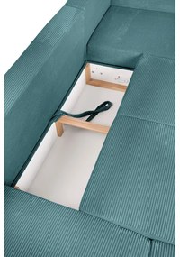 Tyrkysovomodrá menčestrová rozkladacia rohová pohovka (ľavý roh/do tvaru "U") Tori – Bonami Selection