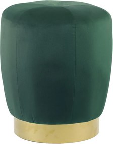 Zelený zamatový puf/ sedák Scarlett so zlatým pruhom – Ø 41*47cm