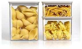 STEFANPLAST Súprava 3 obdĺžnikových dóz Tosca, transparetná/šedá