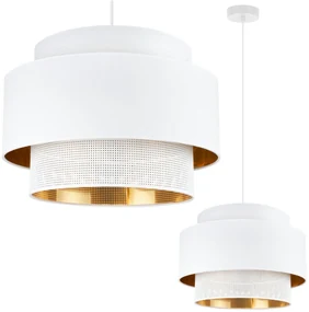 Závesné svietidlo Asti, 1x PVC/biele textilné tienidlo, (fi 45cm), g/c, w