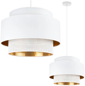 Závesné svietidlo Asti, 1x PVC/biele textilné tienidlo, (fi 45cm), g/c, w