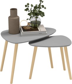 HOMCOM Sada 2 zasúvacích bočných stolíkov s drevenými nohami, konferenčné stolíky do obývačky, spálne a kancelárie 59,5x39,5x45 cm a 44,5x28,5x40 cm Š