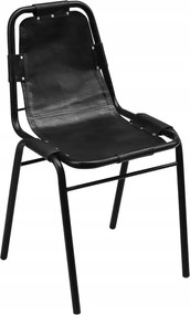 vidaXL Stolové stoličky, 6 ks, čierne, prírodná koža