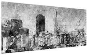 Obraz - Coffee art city (120x50 cm)
