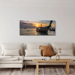 Obraz lode pri brehu (120x50 cm)