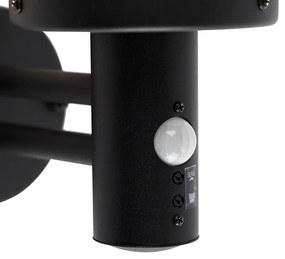 Vonkajšia nástenná lampa čierna s čírym sklom vrátane snímača pohybu - Sfera