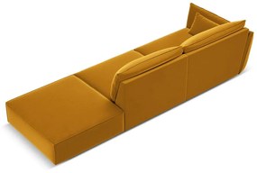 Zamatová pohovka v horčicovej farbe ľavý roh 264 cm Vanda – Mazzini Sofas