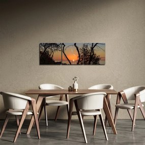 Obraz západu slnka (s hodinami) (90x30 cm)