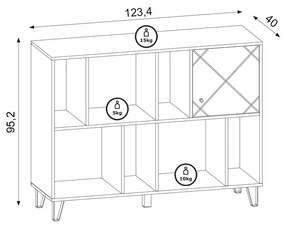 Regál Bilbao 123,4 cm dub artisan/biely