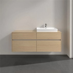 VILLEROY &amp; BOCH Collaro závesná skrinka pod umývadlo na dosku (umývadlo vpravo), 4 zásuvky, s LED osvetlením, 1400 x 500 x 548 mm, Nordic Oak, C086B0VJ