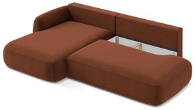 Terakotová rozkladacia rohová pohovka (ľavý roh/s leňoškou) Hale – Makamii