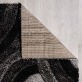 Flair Rugs, Kusový koberec Indulgence Velvet Carved Grey/Black, 80x150, čierna, obývacia izba