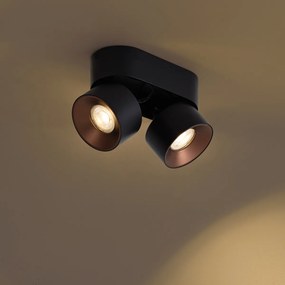 Modern Surface Spotlight Black GU10 50mm 2-Light Tiltable - Echo