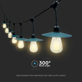 LED Solárna reťaz 15xLED/0,2W/3,7V 15,6 m 3000K IP44 2400 mAh