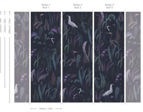 WALLCOLORS Calm Heron Purple wallpaper - tapeta POVRCH: Wallstick