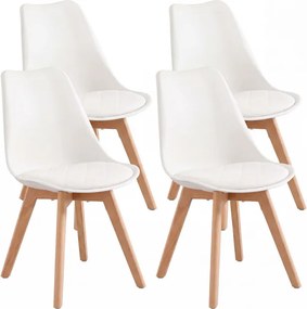 Set štyroch jedálenských stoličiek KDCB35888WD01 (4 ks) biele / hnedé nohy
