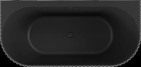 Mexen Sella, voľne stojaca vaňa ku stene, drážkovaná, 150 x 75 cm, čierna matná, 52711507571-SS