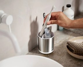 Téglik na zubné kefky z nehrdzavejúcej ocele v striebornej farbe Duo Steel – Joseph Joseph