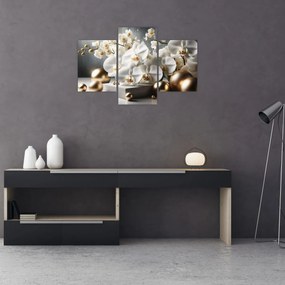 Obraz - Orchidea a zlaté gule (90x60 cm)