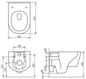 Závesné WC AM.PM Func CFA1700SC bezokrajové, so sedadlom Microlift, biele