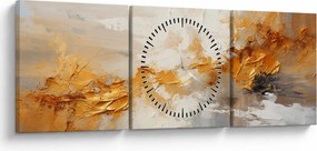 Obraz - Zlatá textúra (s hodinami) (90x30 cm)
