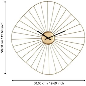 Eglo 425514 - Nástenné hodiny MATSUMOTO 1xAA 50x50 cm zlatá