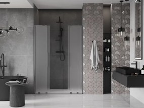 Mexen Velar L Duo, posuvné sprchové dvere do otvoru 150 cm, 8mm sklo námraza, grafit brúsený, 871-150-003-32-66