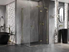 Mexen Lunar L, 1-krídlový sprchový kút, pravý, 100 x 90 cm, 8mm číre sklo, zlatý lesklý profil, 834L-100-090-50-00-P