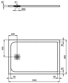 Ideal Standard Ultra Flat S - Sprchová vanička 1200x800 mm, čierna K8227FV