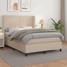 Boxspring posteľ s matracom kapučínová 140x190 cm umelá koža 3128912