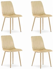 Set štyroch jedálenských stoličiek LAVA zamatové béžové / drevené nohy (4 ks)