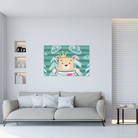 Obraz - Macko v lese (90x60 cm)
