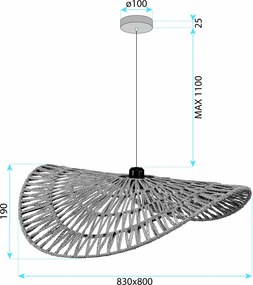 Toolight Toolight, závesné stropné svietidlo 80cm, 1xE27, APP1740-1C, čierna-hnedá, OSW-06063