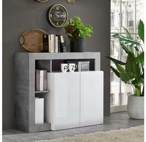 Komoda LENOR biela/šedý betón